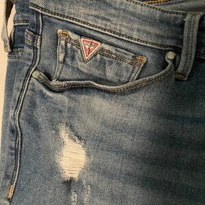 GUESS Slim Denim Shorts Distressed Blue Men's 38R